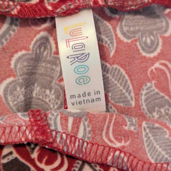 LuLaRoe TC Red Black Aztec Print Leggins - Picture 2 of 4